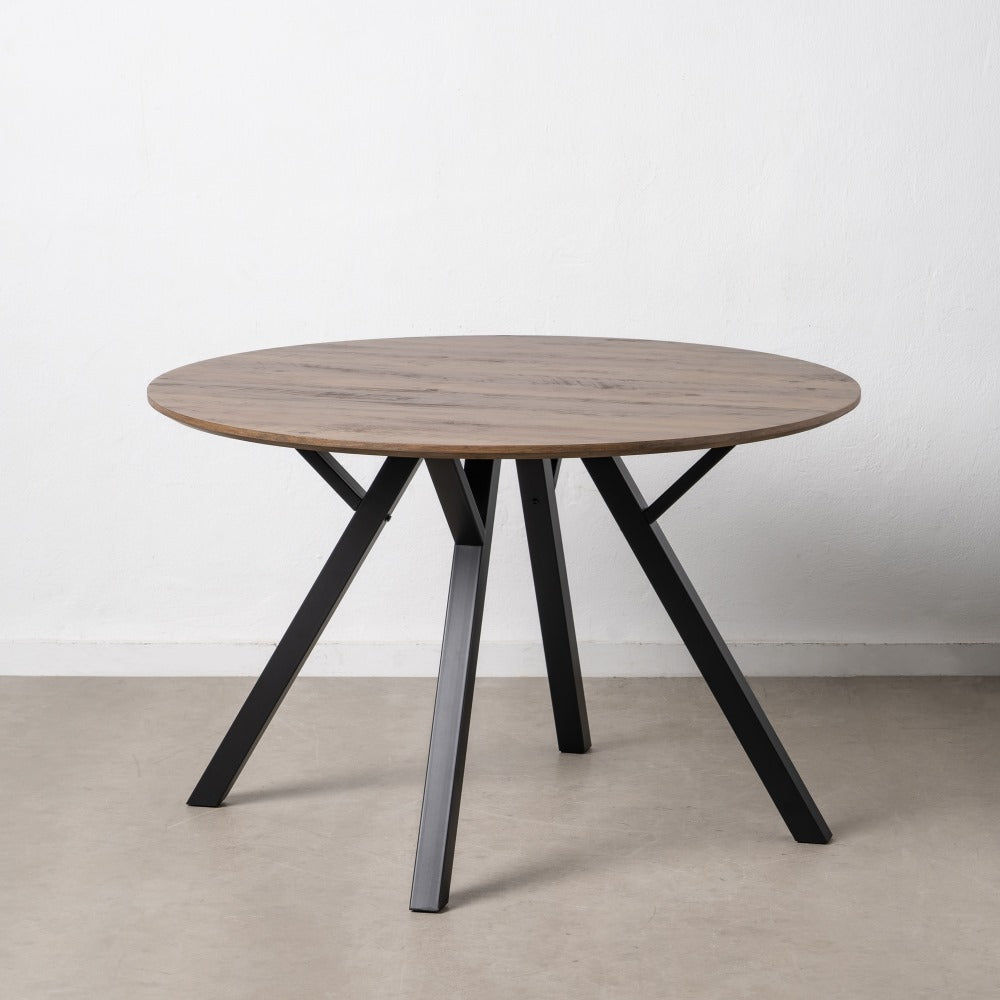 MESA COMEDOR MARRÓN-NEGRO DM-METAL SALÓN 120 X 120 X 75 CM