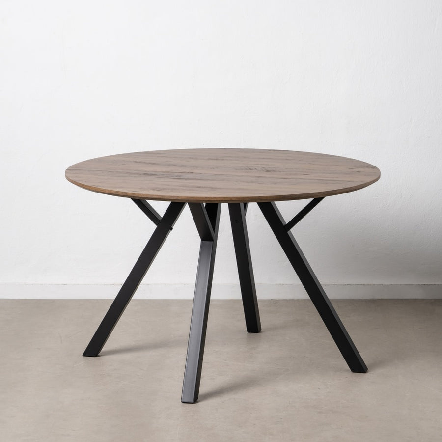 MESA COMEDOR MARRÓN-NEGRO DM-METAL SALÓN 120 X 120 X 75 CM