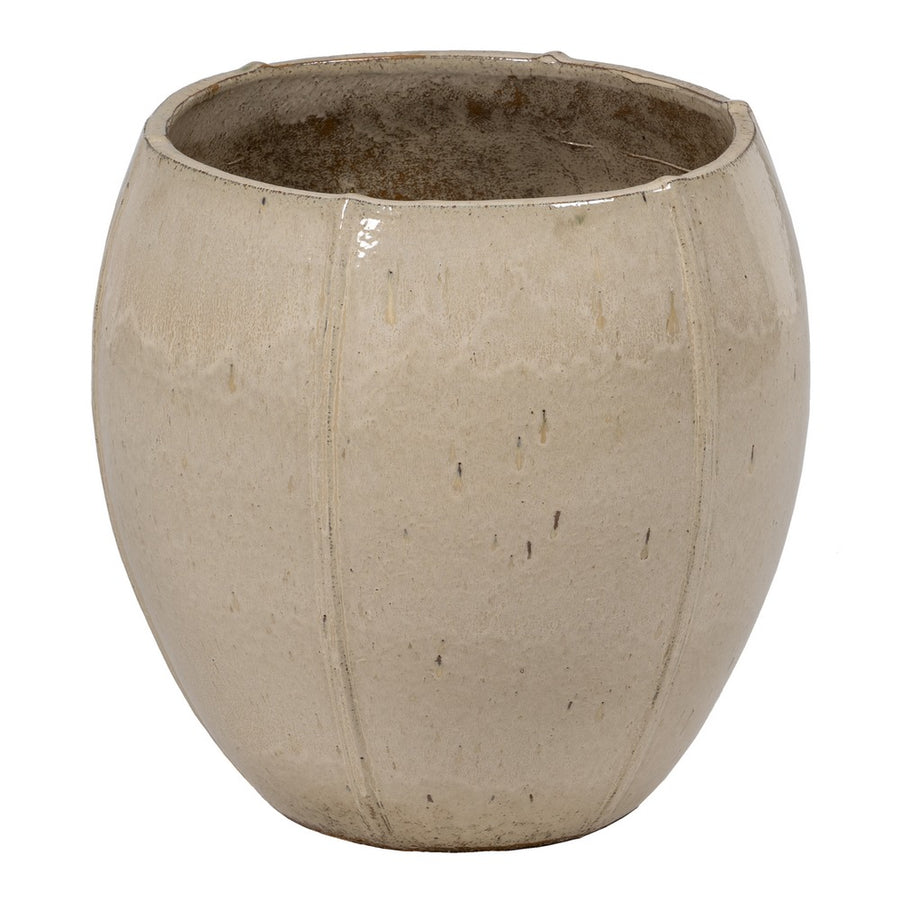 S/2 MACETEROS CREMA CERÁMICA DECORACIÓN 55 X 55 X 55 CM