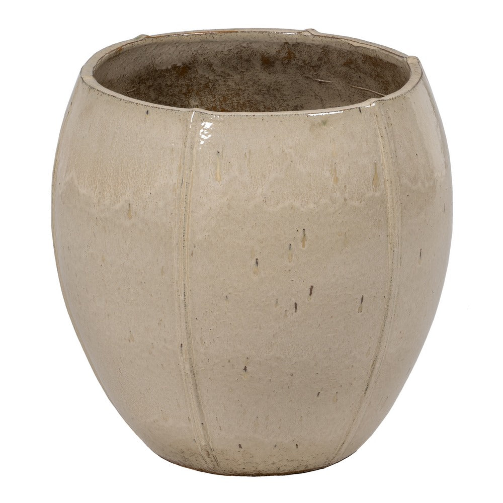 S/2 CREAM CERAMIC PLANTERS DECORATION 55 X 55 X 55 CM