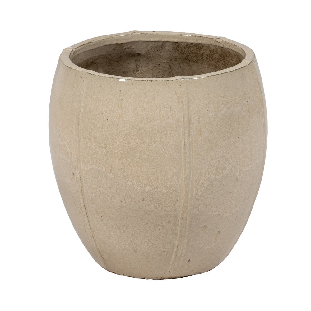 S/2 CREAM CERAMIC PLANTERS DECORATION 55 X 55 X 55 CM