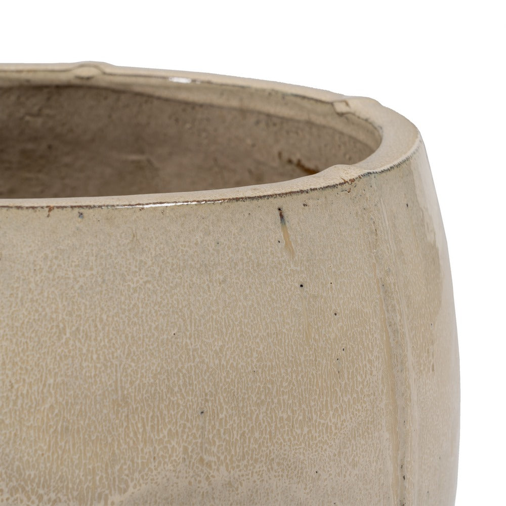 S/2 CREAM CERAMIC PLANTERS DECORATION 55 X 55 X 55 CM