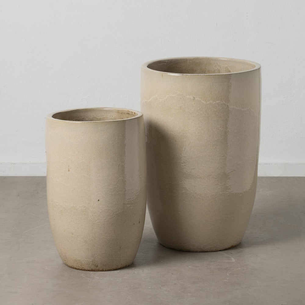 S/2 CREAM CERAMIC VASES DECORATION 52 X 52 X 80 CM
