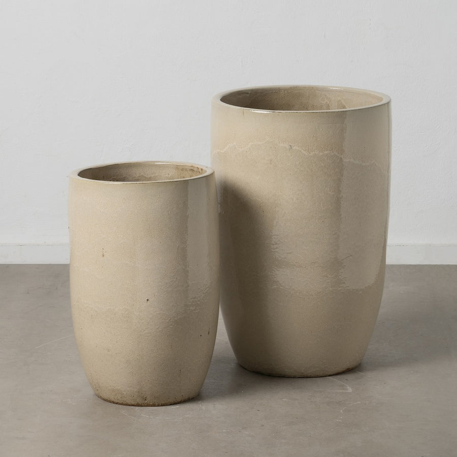 S/2 CREAM CERAMIC VASES DECORATION 52 X 52 X 80 CM