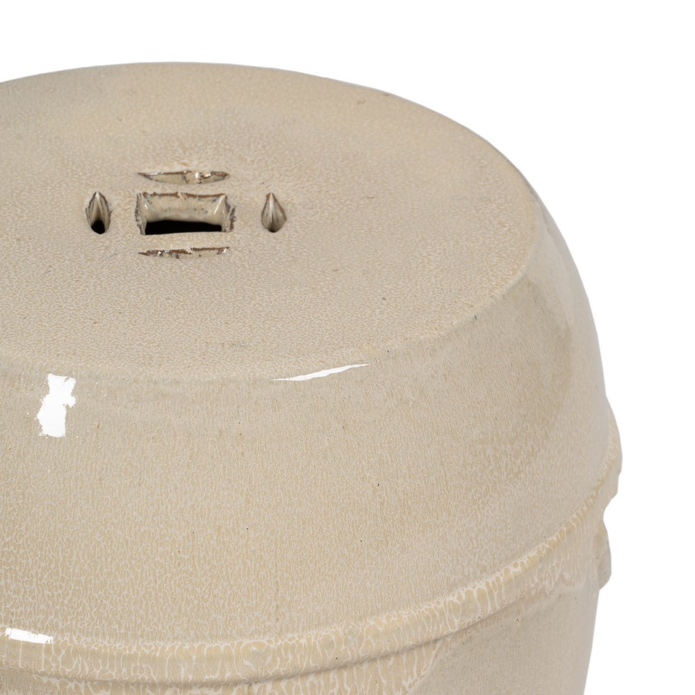 CREAM CERAMIC STOOL DECORATION 35 X 35 X 48 CM