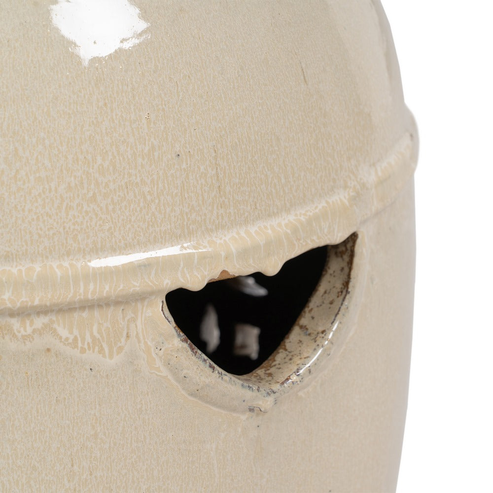 CREAM CERAMIC STOOL DECORATION 35 X 35 X 48 CM