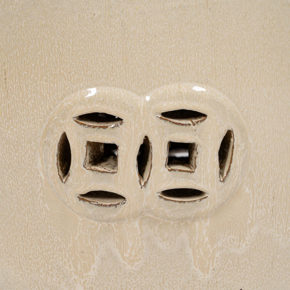 CREAM CERAMIC STOOL DECORATION 35 X 35 X 48 CM