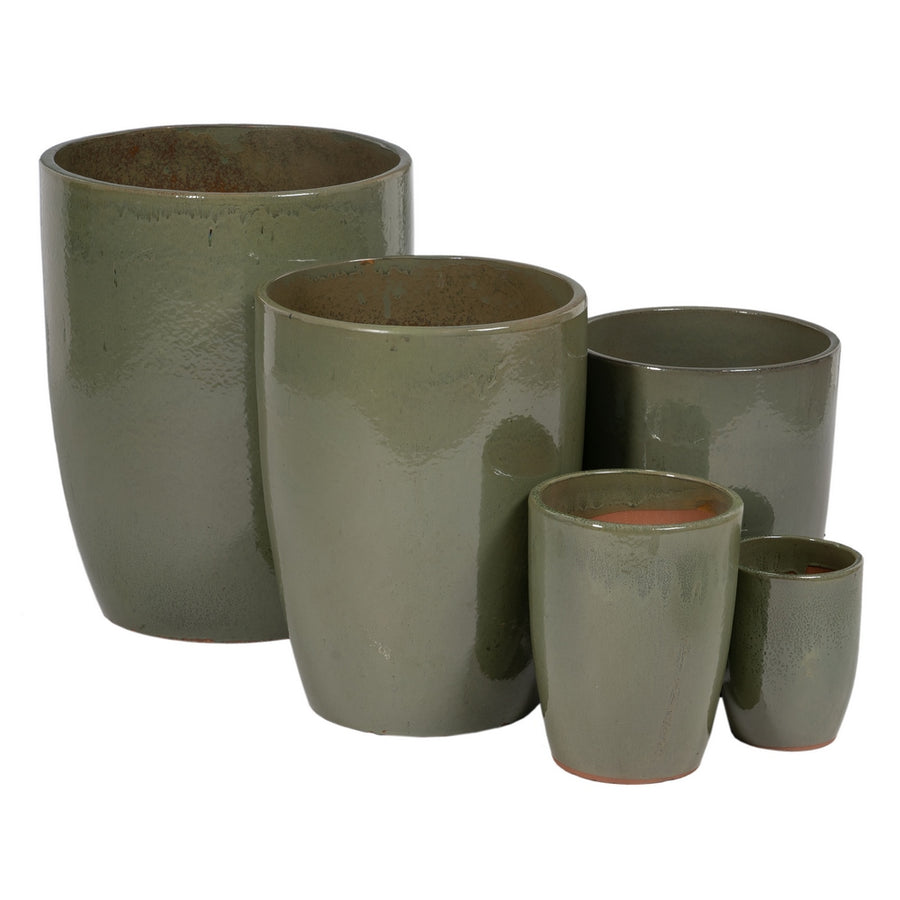 S/5 GREEN CERAMIC VASES DECORATION