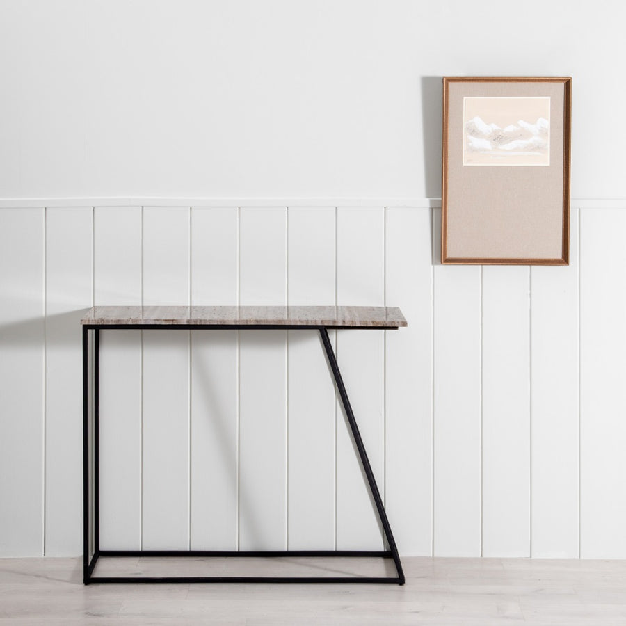 CONSOLA MARRÓN HIERRO / MÁRMOL ENTRADA 102 X 36 X 85 CM