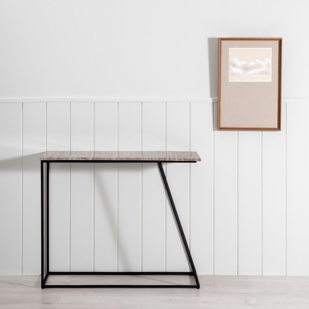 CONSOLA MARRÓN HIERRO / MÁRMOL ENTRADA 102 X 36 X 85 CM