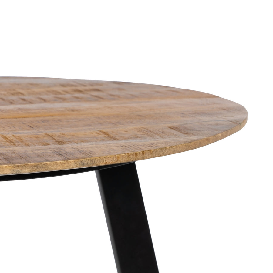 MESA COMEDOR NATURAL-NEGRO MADERA-HIERRO 90 X 90 X 77 CM