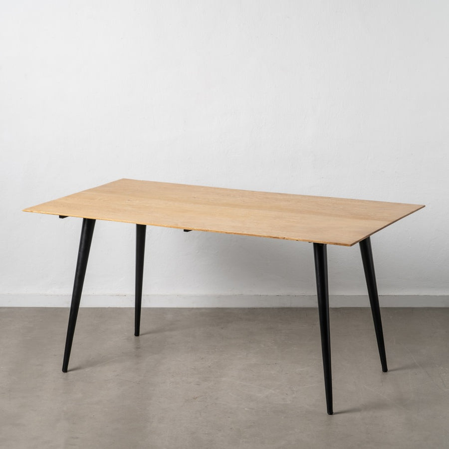 MESA COMEDOR NATURAL-NEGRO MADERA-HIERRO 160 X 90 X 77 CM