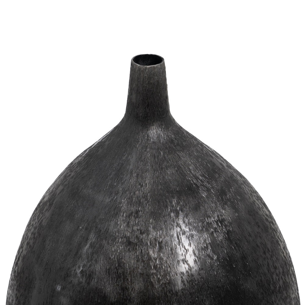 JARRÓN NEGRO ALUMINIO DECORACIÓN 33 X 33 X 100 CM