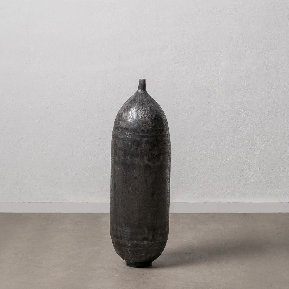 JARRÓN NEGRO ALUMINIO DECORACIÓN 33 X 33 X 100 CM