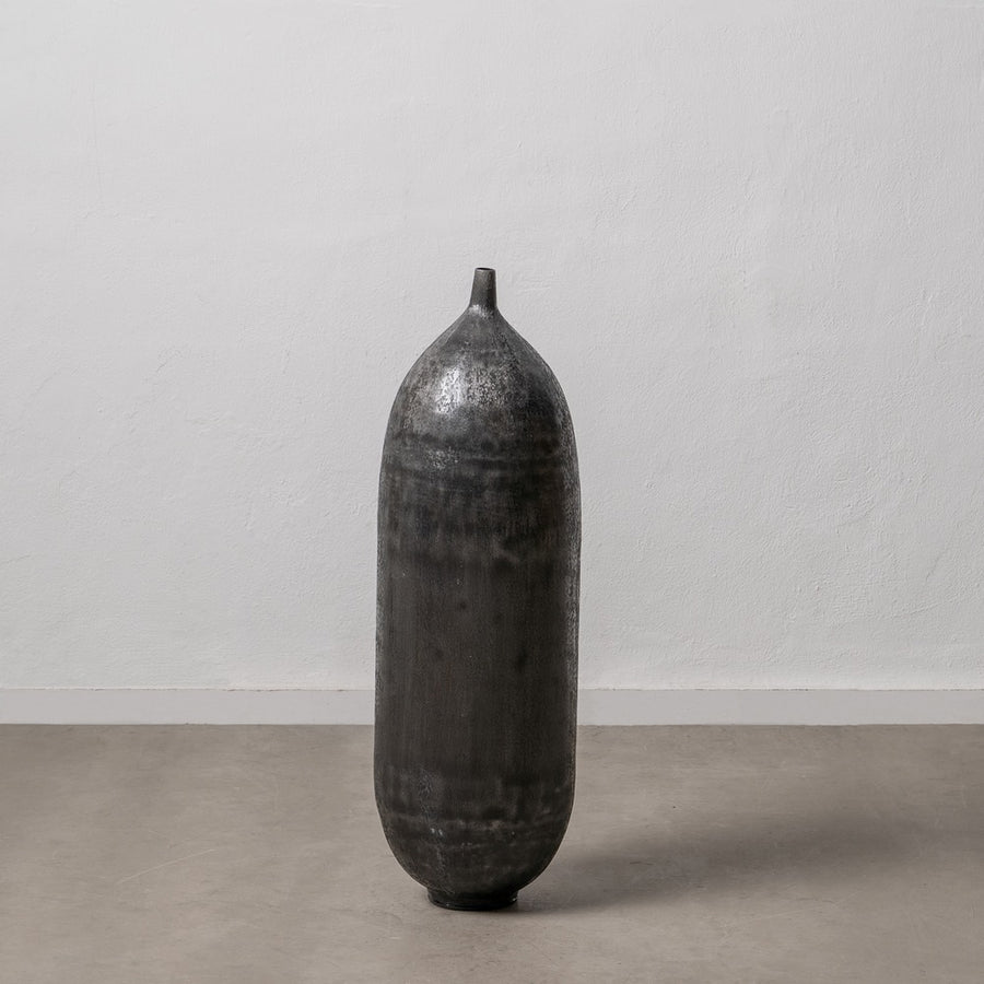 BLACK ALUMINUM DECORATIVE VASE 33 X 33 X 100 CM