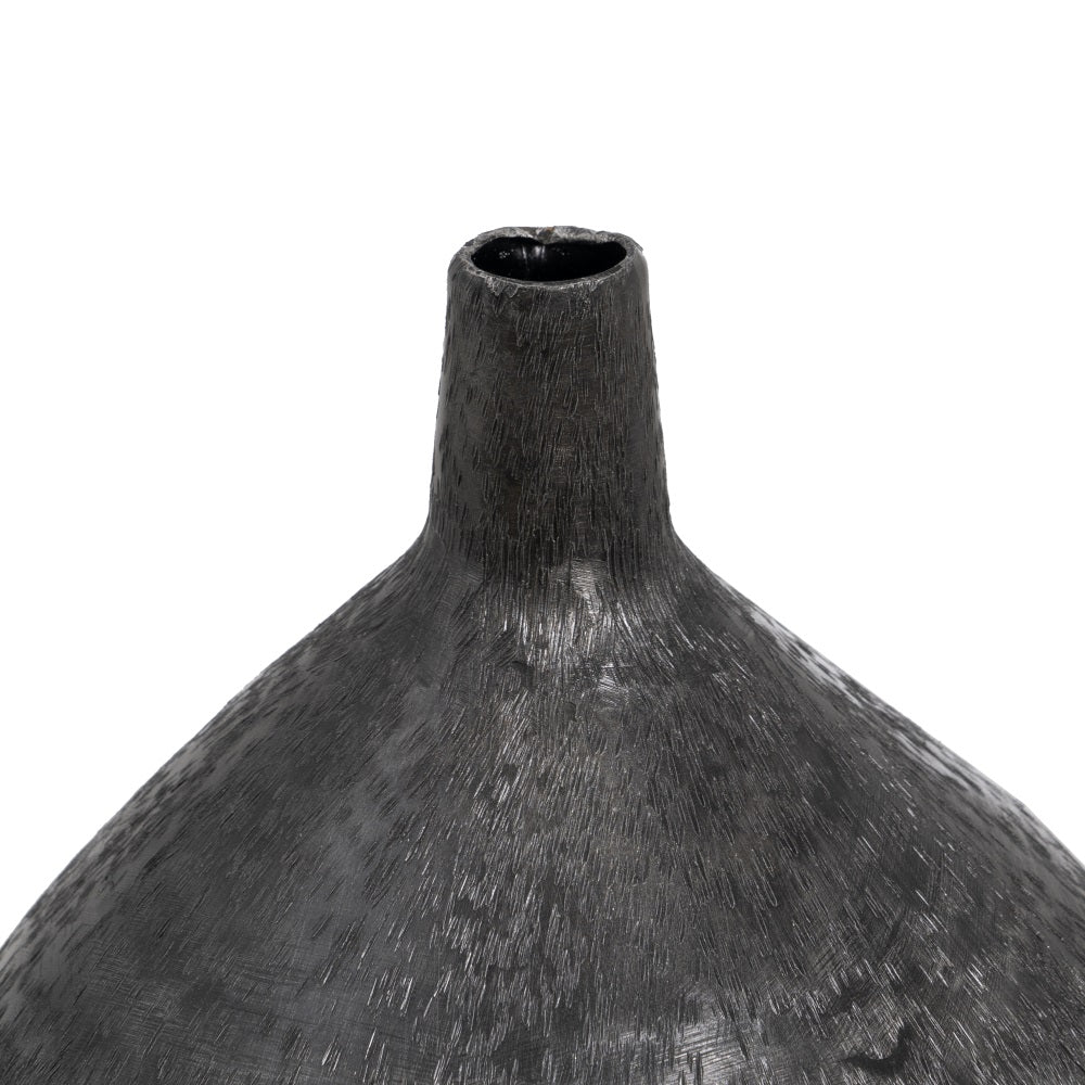 BLACK VASE ALUMINUM DECORATION 33 X 33 X 120 CM