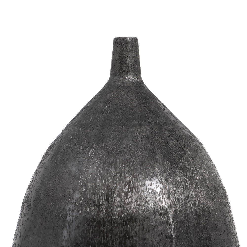 BLACK VASE ALUMINUM DECORATION 33 X 33 X 120 CM