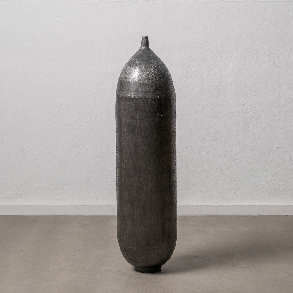 JARRÓN NEGRO ALUMINIO DECORACIÓN 33 X 33 X 120 CM