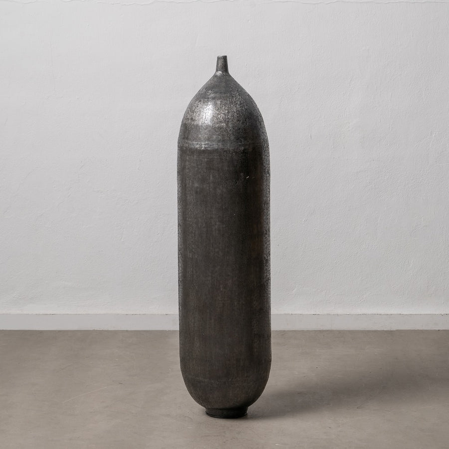 JARRÓN NEGRO ALUMINIO DECORACIÓN 33 X 33 X 120 CM