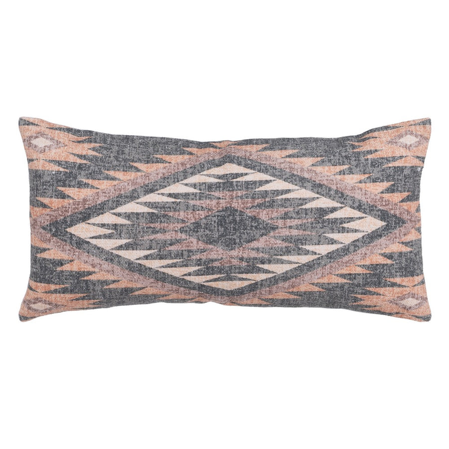 GREY-PINK COTTON DECORATIVE CUSHION 30 X 60 CM