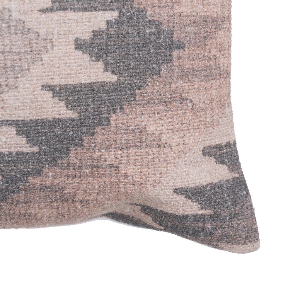 GREY-PINK COTTON DECORATIVE CUSHION 30 X 60 CM