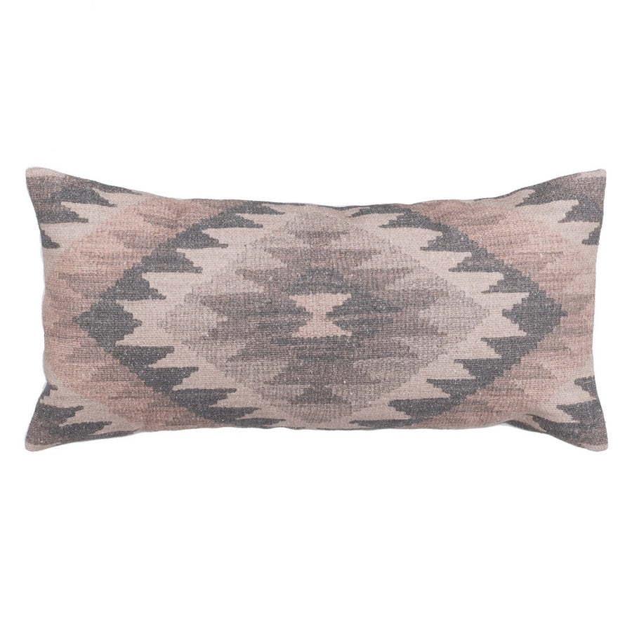 GREY-PINK COTTON DECORATIVE CUSHION 30 X 60 CM