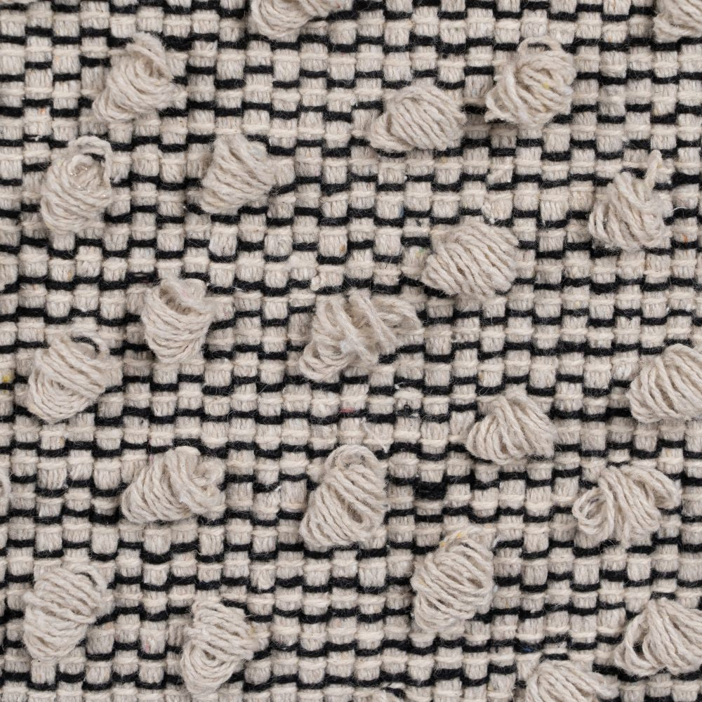 BEIGE-BLACK COTTON DECORATIVE CUSHION 45 X 45 CM