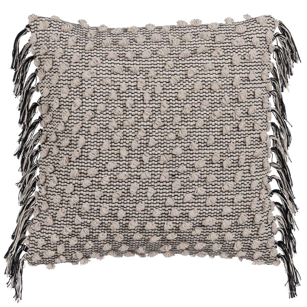 COJÍN BEIGE-NEGRO ALGODÓN DECORACIÓN 45 X 45 CM