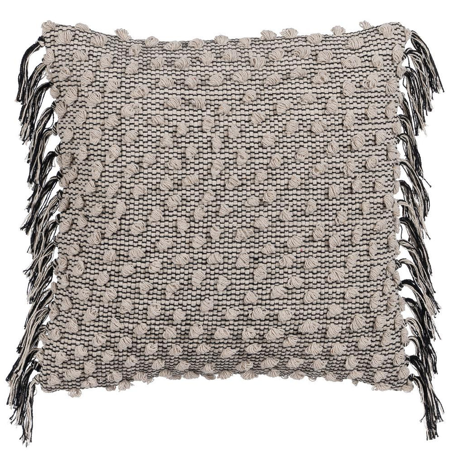 COJÍN BEIGE-NEGRO ALGODÓN DECORACIÓN 45 X 45 CM