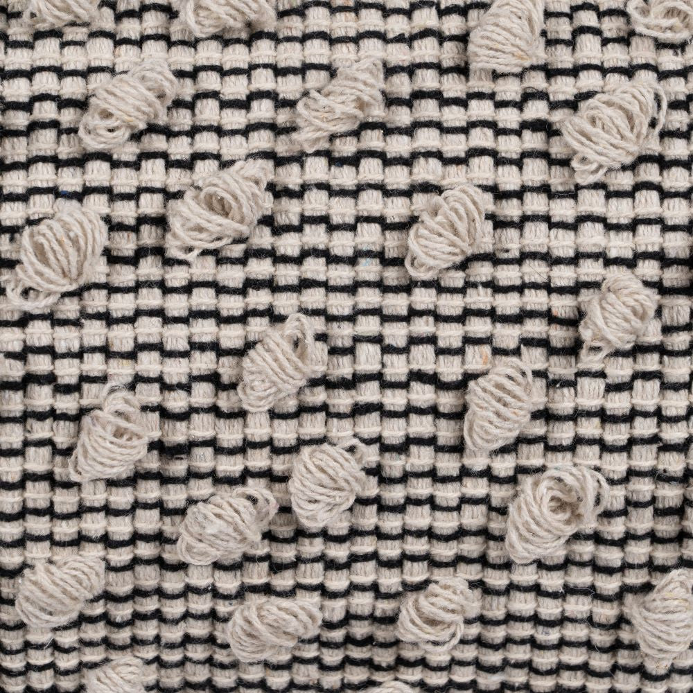 BEIGE-BLACK COTTON DECORATIVE CUSHION 30 X 60 CM