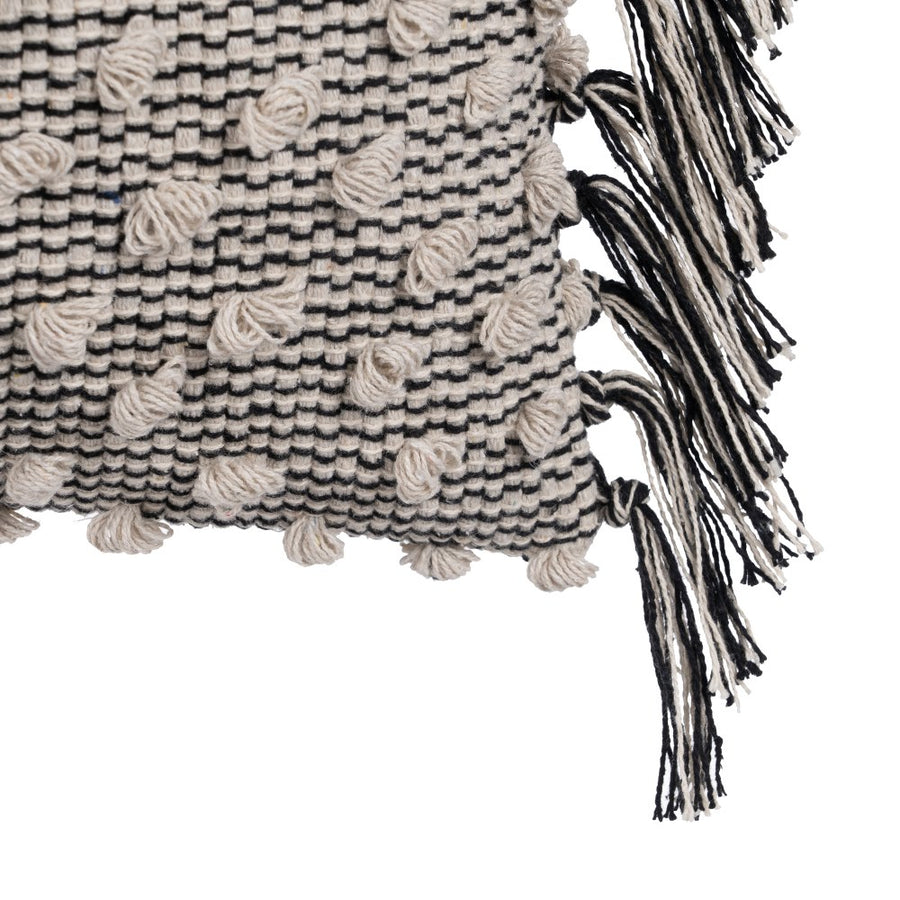 COJÍN BEIGE-NEGRO ALGODÓN DECORACIÓN 30 X 60 CM
