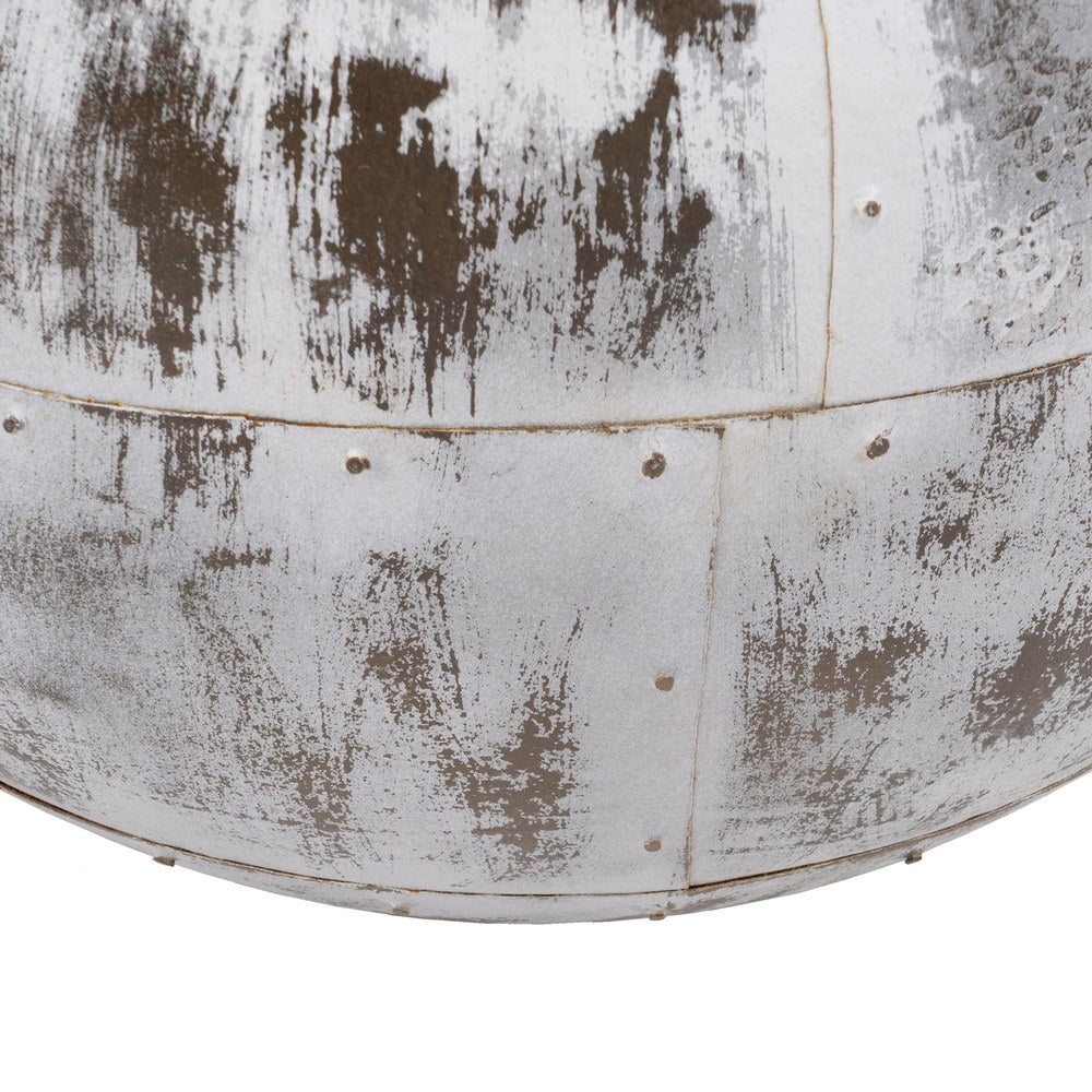 VASIJA BLANCO ROZADO METAL DECORACIÓN 48 X 48 X 43 CM