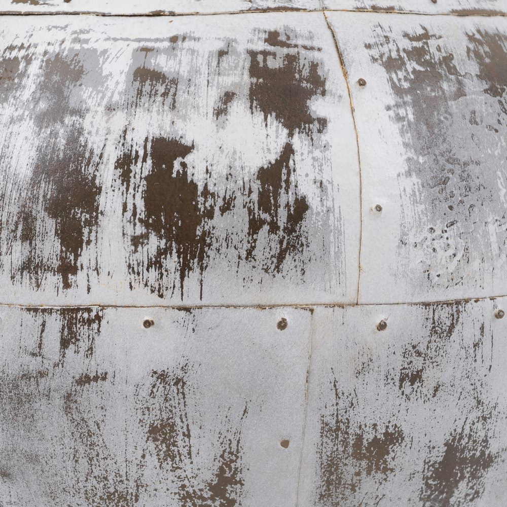 VASIJA BLANCO ROZADO METAL DECORACIÓN 48 X 48 X 43 CM