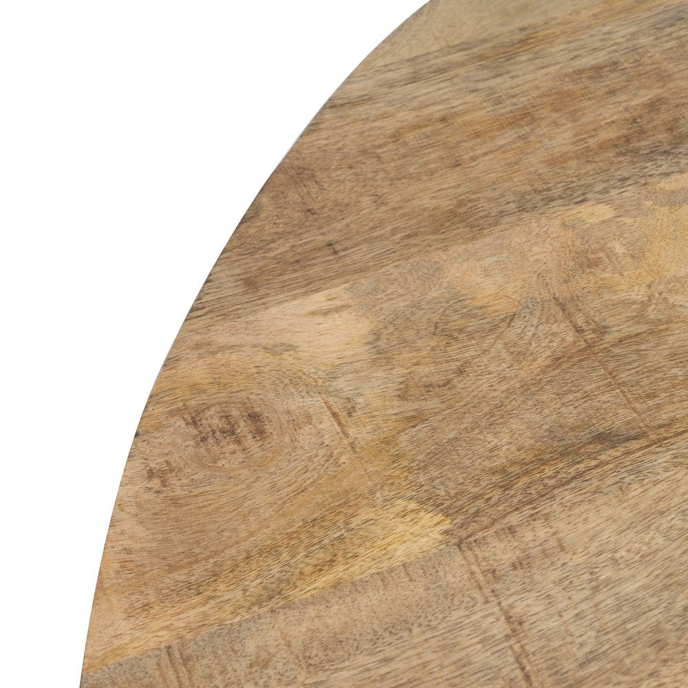 MESA COMEDOR NATURAL-NEGRO MADERA-HIERRO 130 X 130 X 77 CM