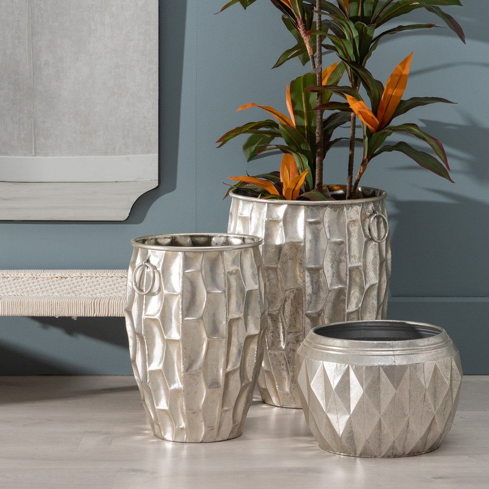 MACETERO PLATA METAL DECORACIÓN 37,50 X 37,50 X 25,50 CM