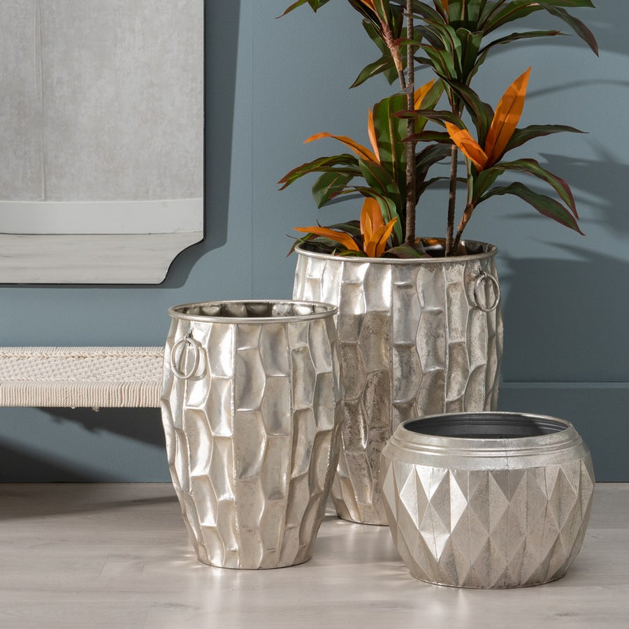 MACETERO PLATA METAL DECORACIÓN 37,50 X 37,50 X 25,50 CM