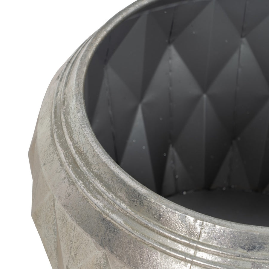 MACETERO PLATA METAL DECORACIÓN 37,50 X 37,50 X 25,50 CM