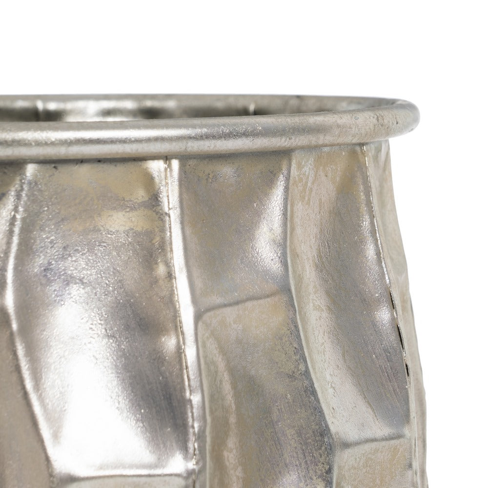 SILVER METAL PLANTER DECORATION 30 X 30 X 44.50 CM