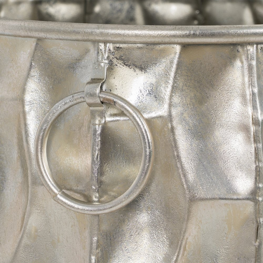 SILVER METAL PLANTER DECORATION 30 X 30 X 44.50 CM