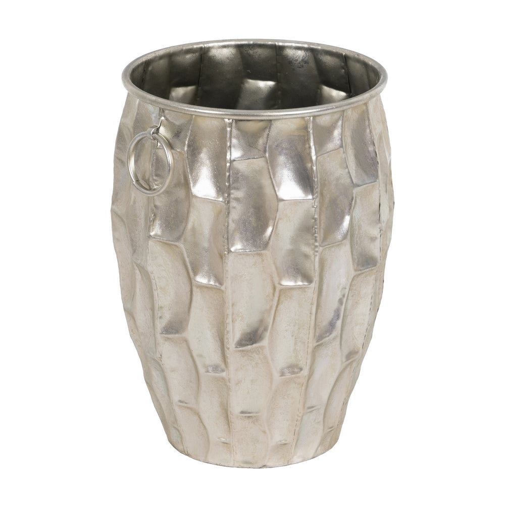 SILVER METAL PLANTER DECORATION 30 X 30 X 44.50 CM