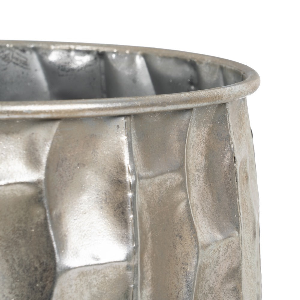 SILVER METAL PLANTER DECORATION 39 X 39 X 51 CM