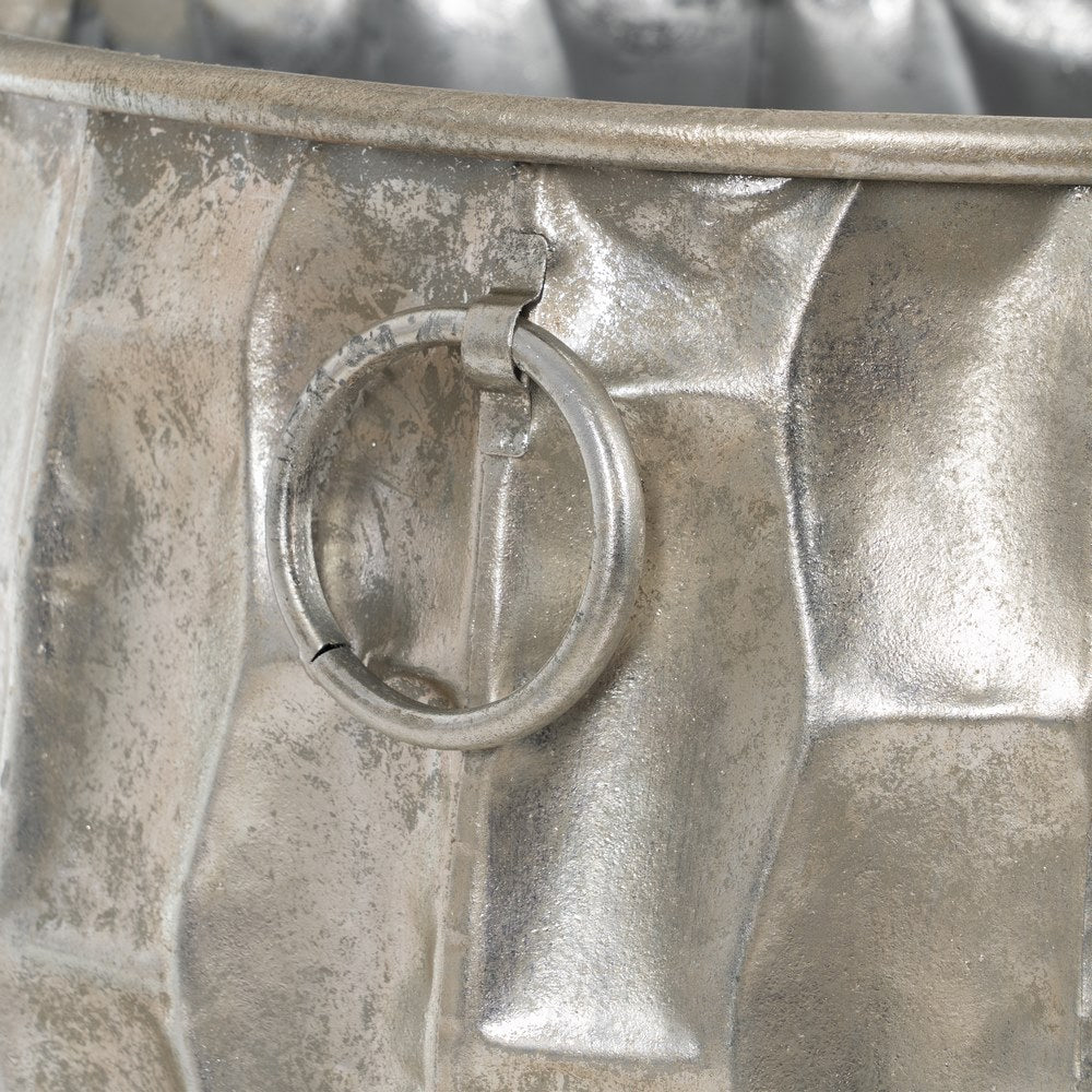 SILVER METAL PLANTER DECORATION 39 X 39 X 51 CM