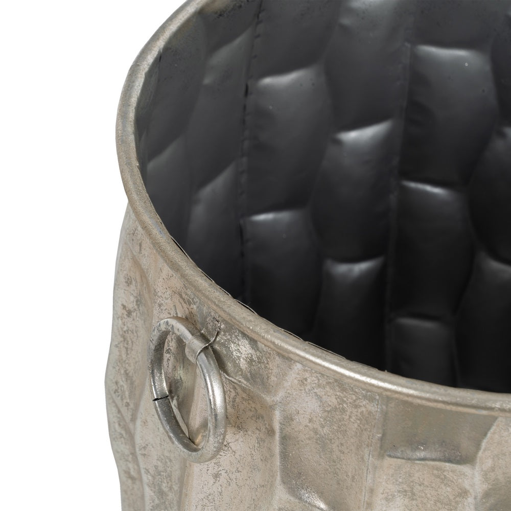 SILVER METAL PLANTER DECORATION 39 X 39 X 51 CM