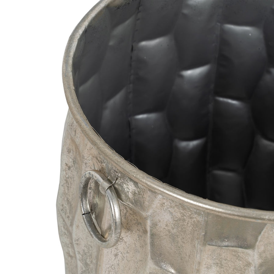 SILVER METAL PLANTER DECORATION 39 X 39 X 51 CM