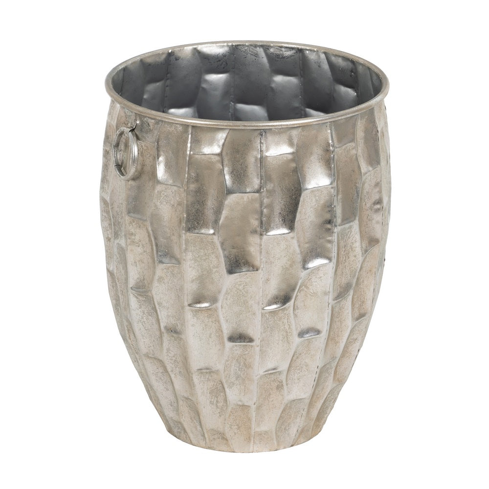 SILVER METAL PLANTER DECORATION 39 X 39 X 51 CM