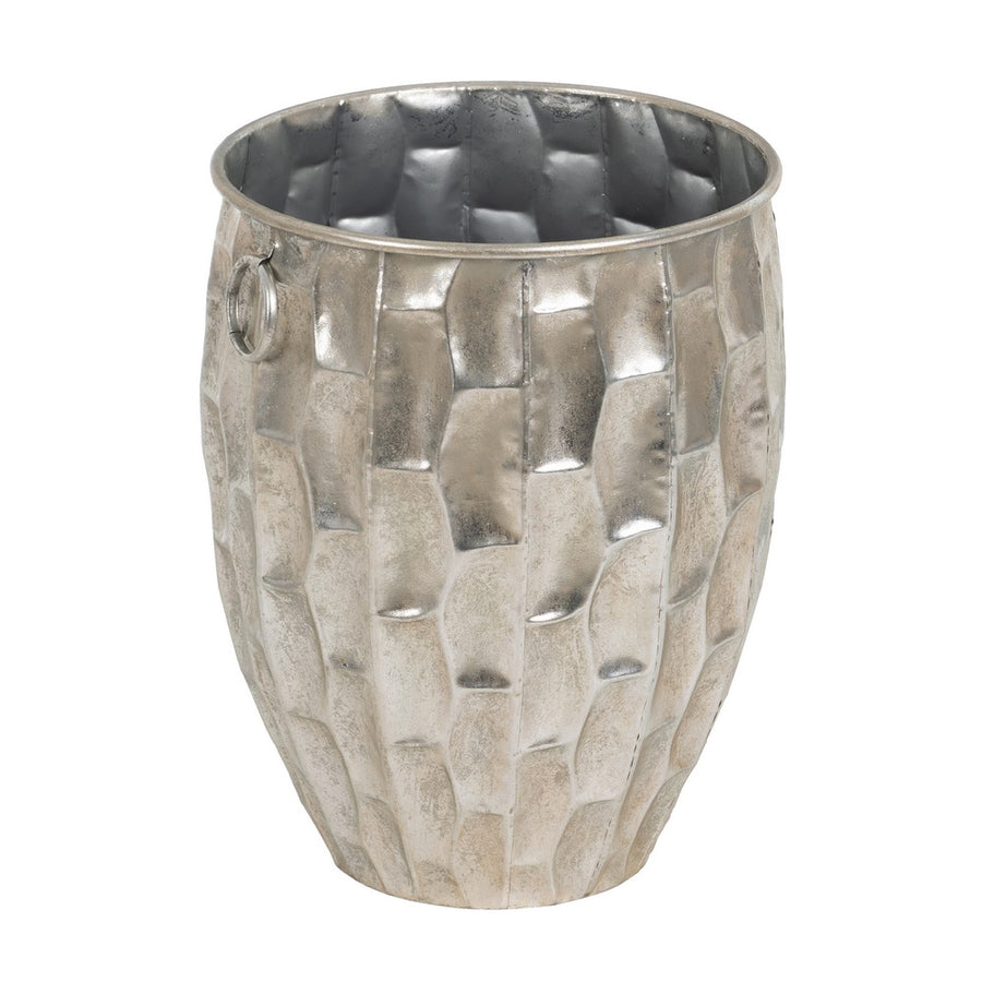 SILVER METAL PLANTER DECORATION 39 X 39 X 51 CM