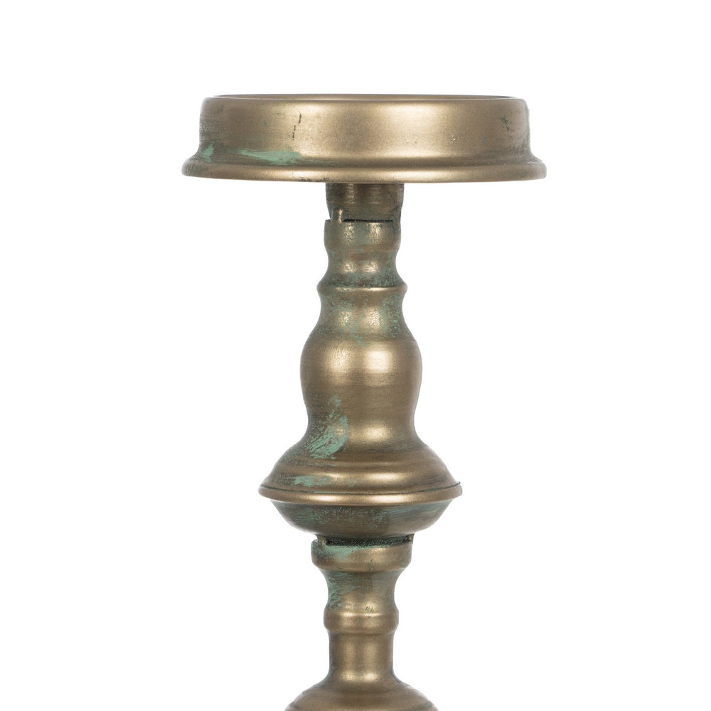 OLD GOLD CANDLE HOLDER METAL DECORATION 14 X 14 X 45.50 CM
