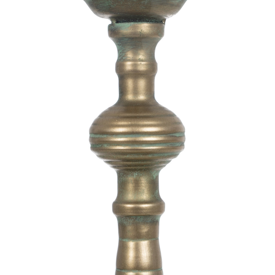 PORTAVELAS ORO VIEJO METAL DECORACIÓN 14 X 14 X 45,50 CM
