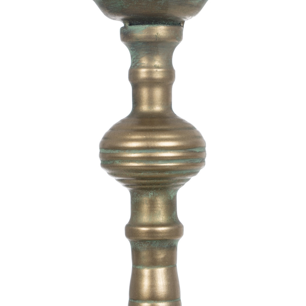 OLD GOLD CANDLE HOLDER METAL DECORATION 14 X 14 X 45.50 CM