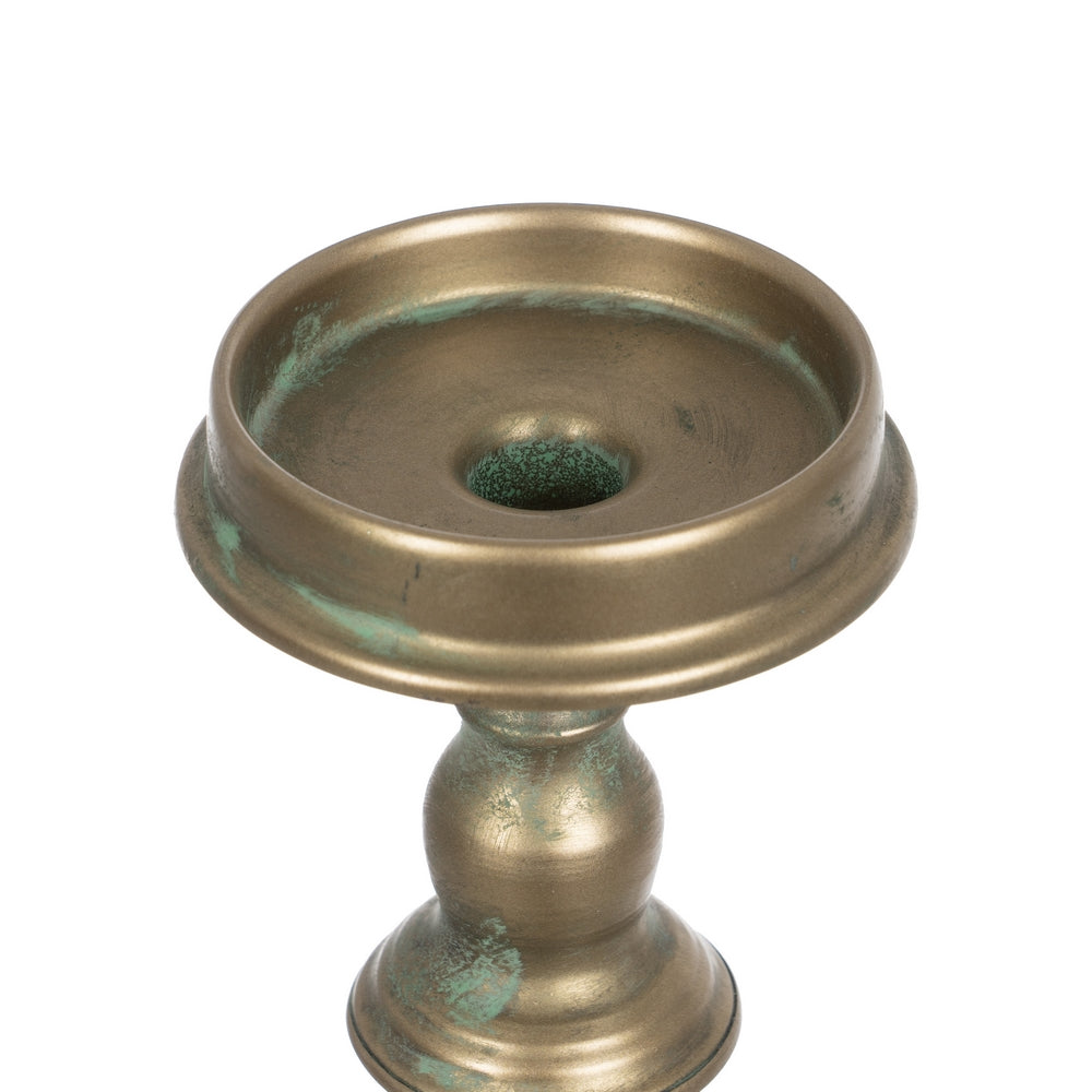 OLD GOLD CANDLE HOLDER METAL DECORATION 14 X 14 X 45.50 CM